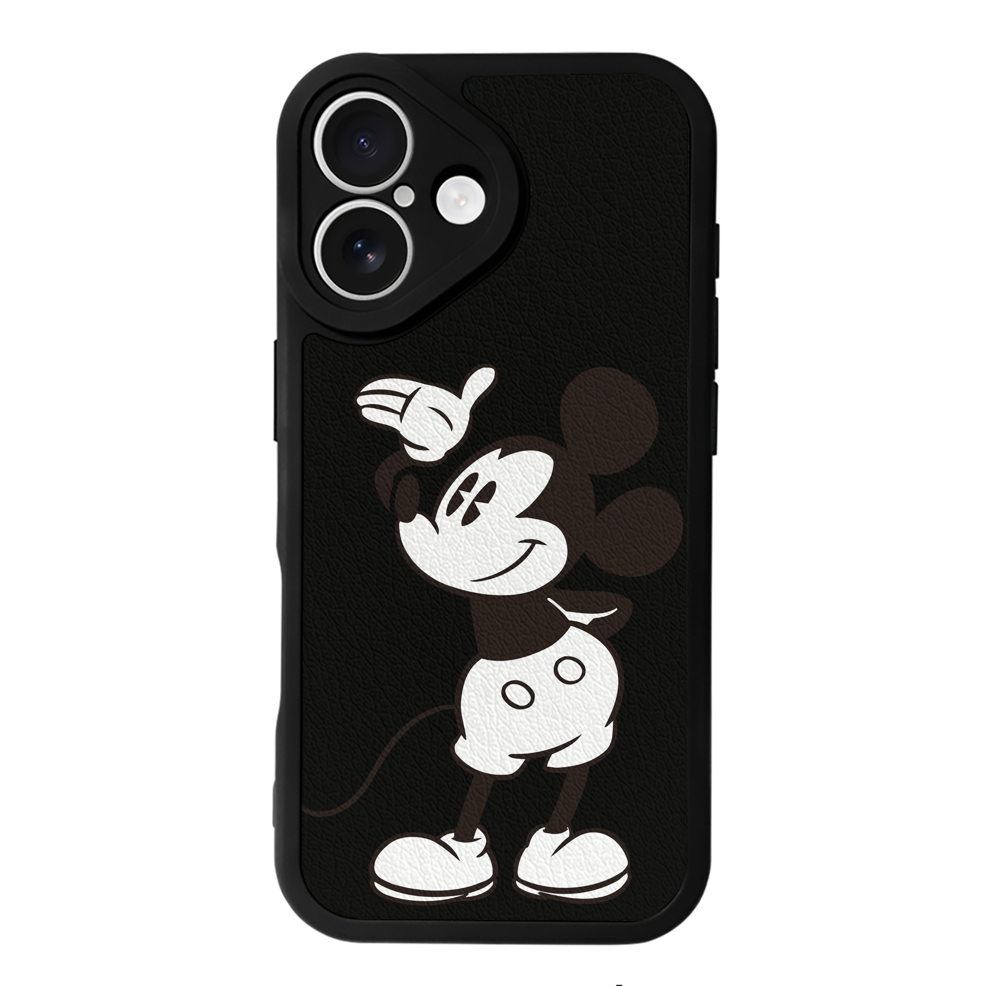 （画像用） ミッキーマウス Mickey Mouse 【iPhone 16シリーズ対応】シリコンスマホケース（レザー調） 材質：シリコン